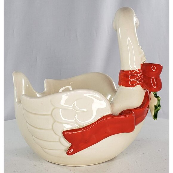 Fitz and Floyd Swan Tea Light Planter Candle Holder 1982 Hand Painted Porcelain - Picture 4 of 10